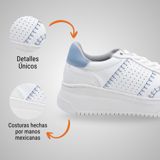 Tenis Dama 5765DA Gousta Blanco/Azul