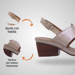 Sandalia Dama de piel 2245 Sharon Platino Hecho a Mano