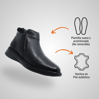 Botín Para Dama Hecho De Piel Autentica 4024 Sofy Negro Hecho a Mano
