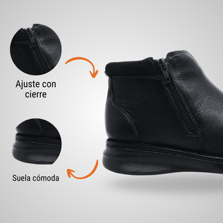 Botín Para Dama Hecho De Piel Autentica 4024 Sofy Negro Hecho a Mano