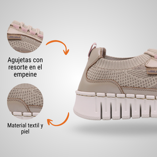 Tenis Para Dama Hecho De Piel Autentica 4955 Milo Platino Hecho a Mano