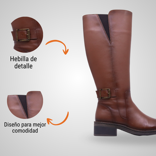 Bota Larga Para Dama Hecho De Piel 5099 Lupo Miel Hecho a Mano