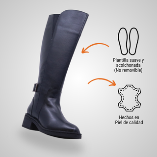 Bota Larga Para Dama Hecho De Piel 5099 Lupo Negro Hecho a Mano