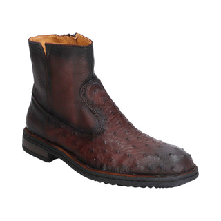 Botin para Caballero en Piel de Avestruz Color Tabaco - 7911AK