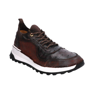 Tenis para Caballero en Piel de Avestruz/Venado color Tabaco - 8003AK