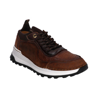 Tenis para Caballero en piel de Alligator/Venado color Sand - 8003ALL