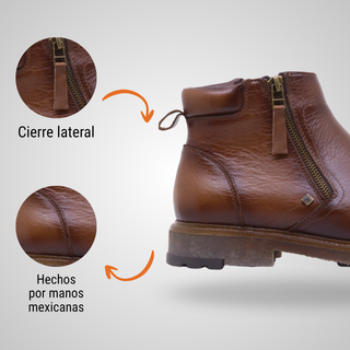Botín Para Caballero Hecho De Piel Autentica 8961 Roke Camel Hecho a Mano