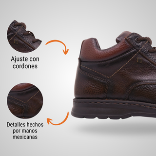 Botín Para Caballero Hecho De Piel Autentica 9670 Duval Cocoa/Tumbled Hecho a Mano