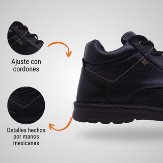 Botín Para Caballero Hecho De Piel Autentica 9670 Duval Negro Hecho a Mano