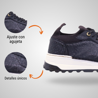 Tenis para Caballero en piel de Venado color Negro - 8003VE