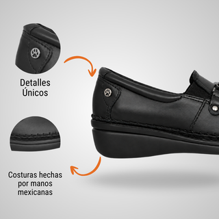 Zapato Cómodo Para Dama de piel 4736 Jessi Negro Hecho a Mano