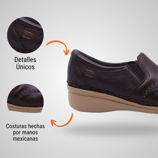 Zapato Cómodo Para Dama de piel 4737 Jessi Cafe Hecho a Mano