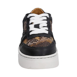 Tenis para Dama en Piel de Pitón/Venado Color Negro - 5766Xp