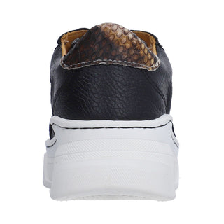 Tenis para Dama en Piel de Pitón/Venado Color Negro - 5766Xp