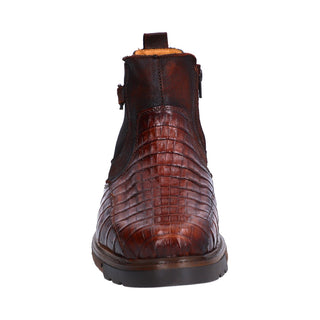 Botin para Caballero en piel de Cocodrilo/Venado color Rust(Café) - 8958CO