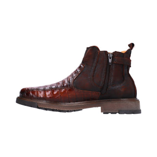 Botin para Caballero en piel de Cocodrilo/Venado color Rust(Café) - 8958CO
