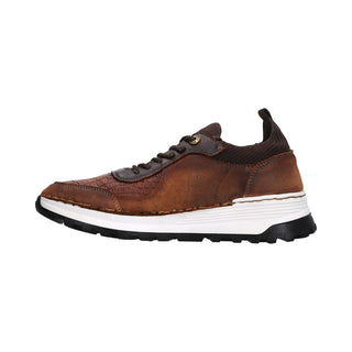 Tenis para Caballero en piel de Alligator/Venado color Sand/Coñac - 8003ALL