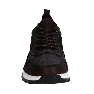Tenis para Caballero en Piel de Avestruz/Venado color Tabaco - 8003AK