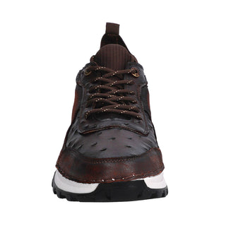 Tenis para Caballero en Piel de Avestruz/Venado color Tabaco - 8003AK