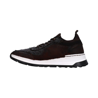 Tenis para Caballero en Piel de Avestruz/Venado color Tabaco - 8003AK