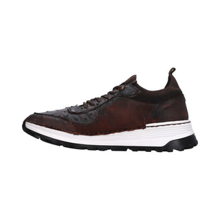 Tenis para Caballero en Piel de Avestruz/Venado color Tabaco - 8003AK
